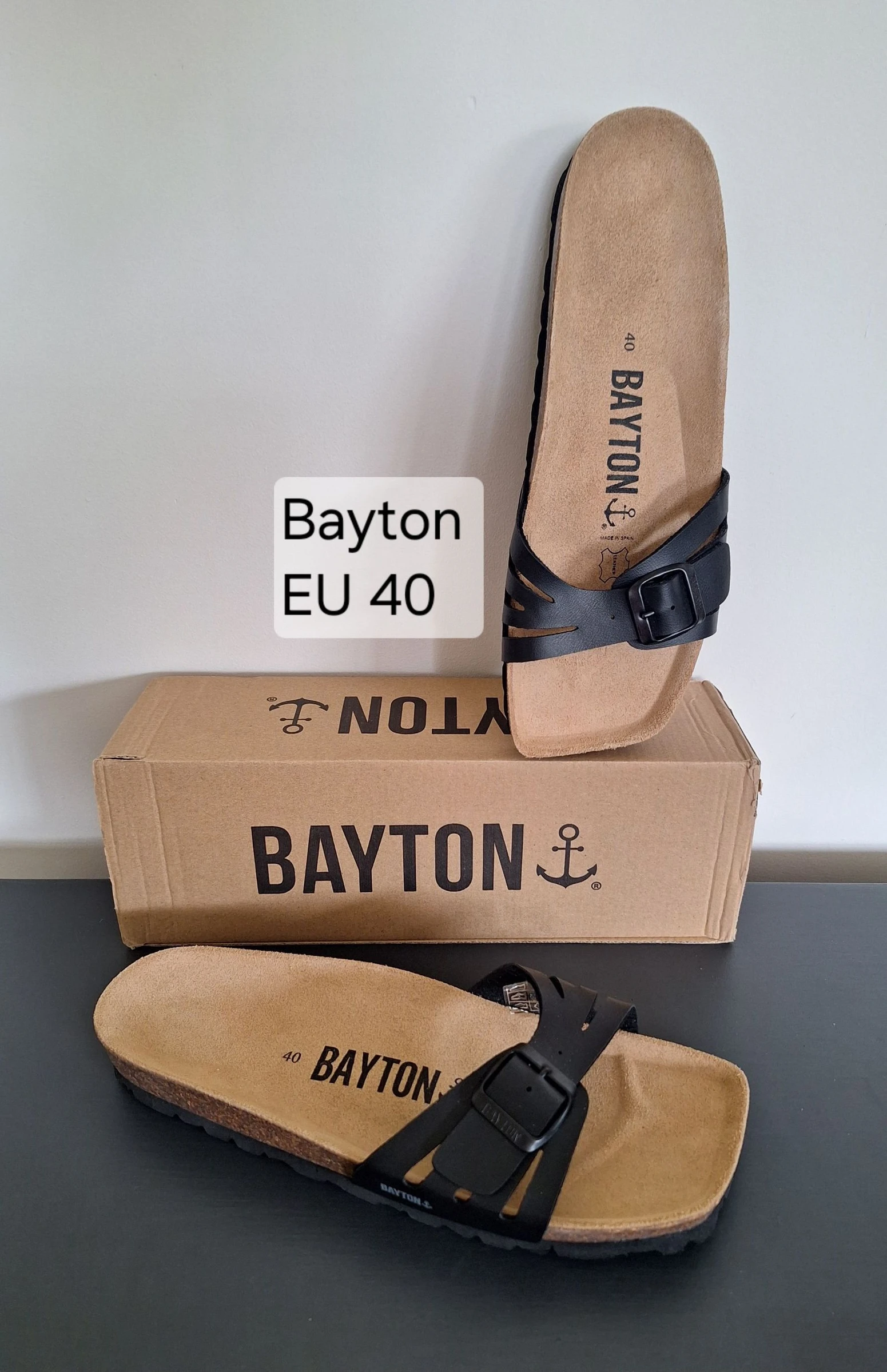 Chinelos pretos novos da Bayton com sola interna de couro tamanho 40 – photo 2